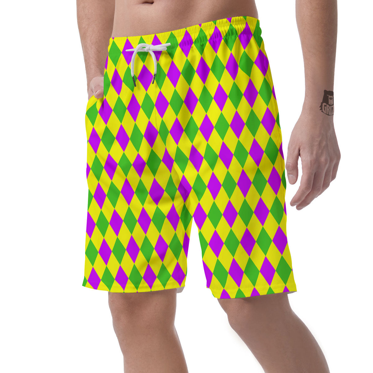 Mardi Harlequin Gras Print Pattern Men's Shorts-grizzshop