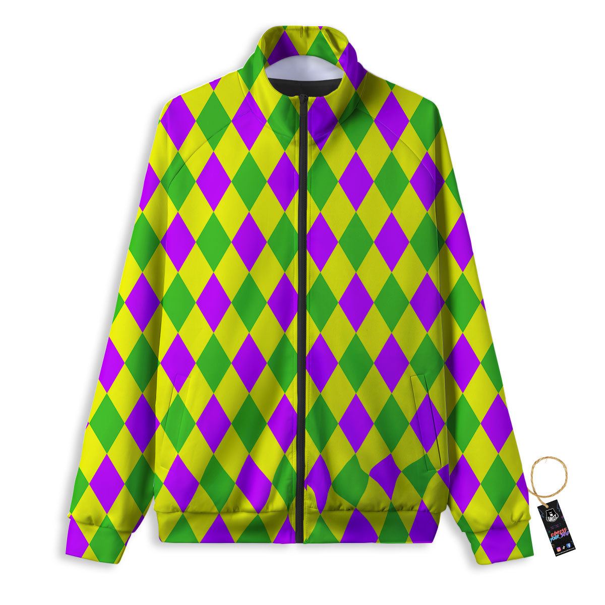 Mardi Harlequin Gras Print Pattern Track Jacket-grizzshop