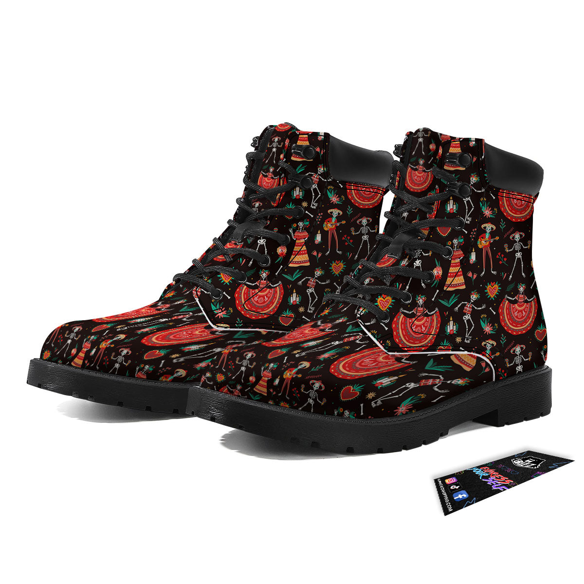 Mariachi Skeletons Day Of The Dead Print Pattern Boots-grizzshop