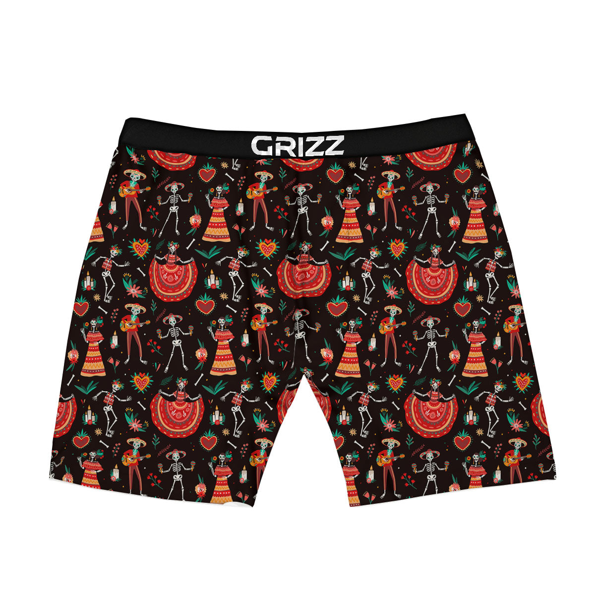 Mariachi Skeletons Day Of The Dead Print Pattern Boxer Briefs-grizzshop