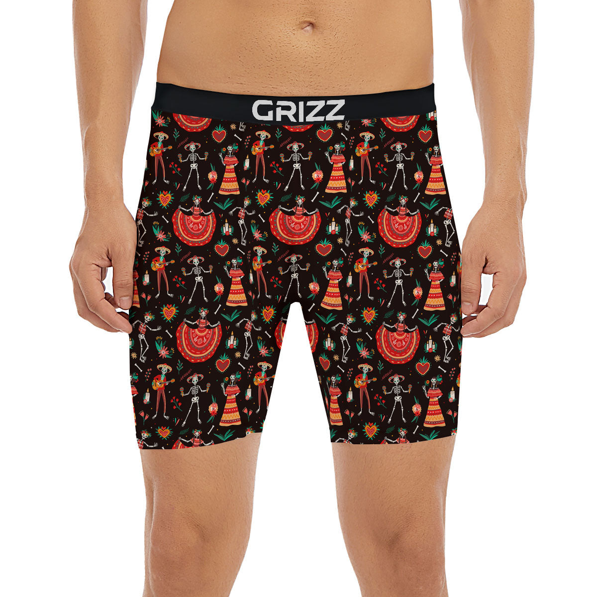 Mariachi Skeletons Day Of The Dead Print Pattern Boxer Briefs-grizzshop
