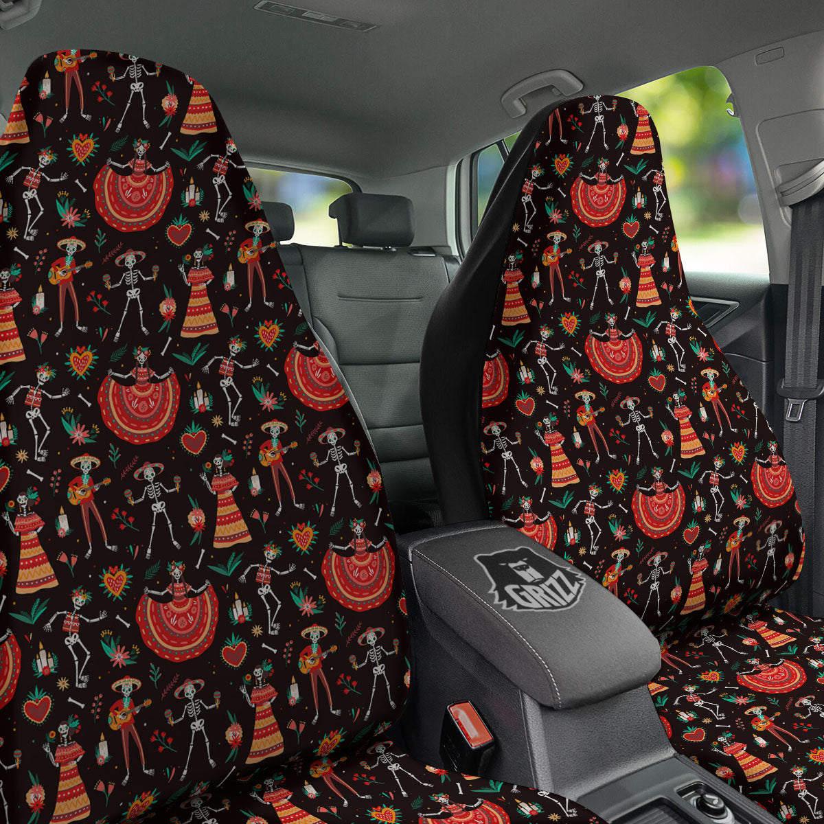 Mariachi Skeletons Day Of The Dead Print Pattern Car Seat Covers-grizzshop