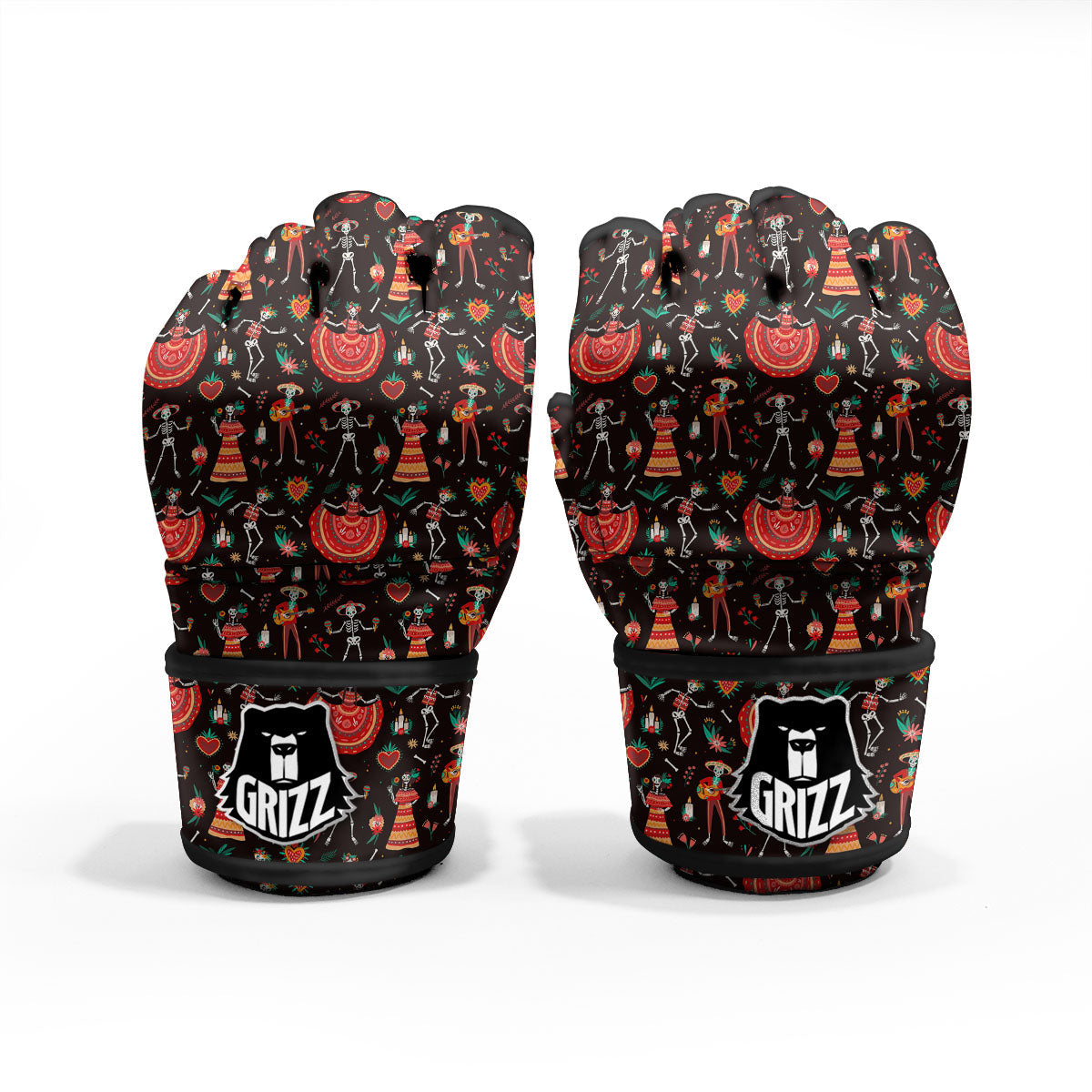 Mariachi Skeletons Day Of The Dead Print Pattern MMA Gloves-grizzshop