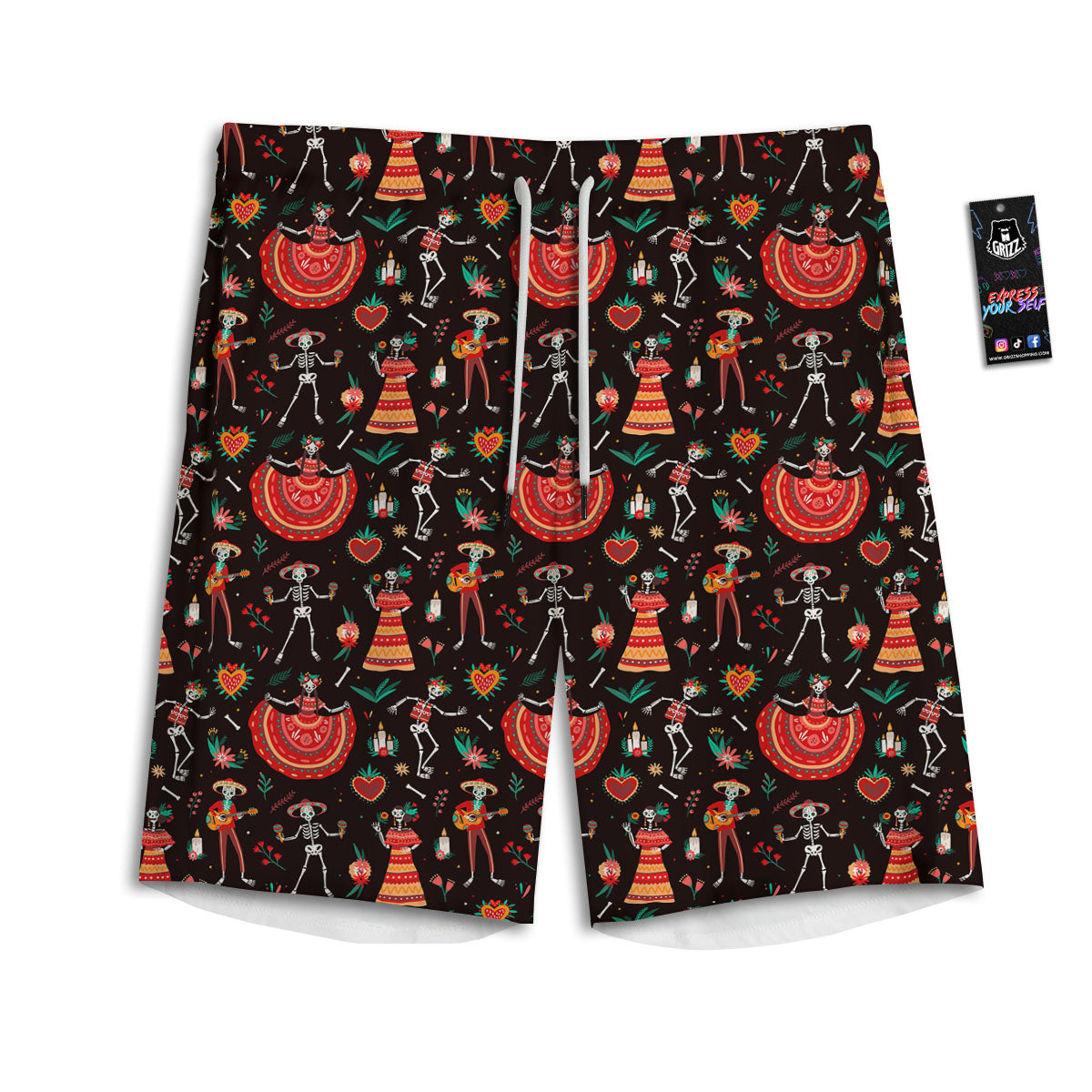 Painting Howling Wolf Snowy Print Men's Athletic Shorts