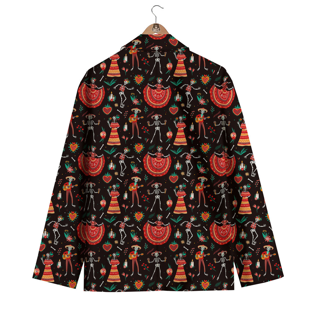 Mariachi Skeletons Day Of The Dead Print Pattern Men's Blazer-grizzshop