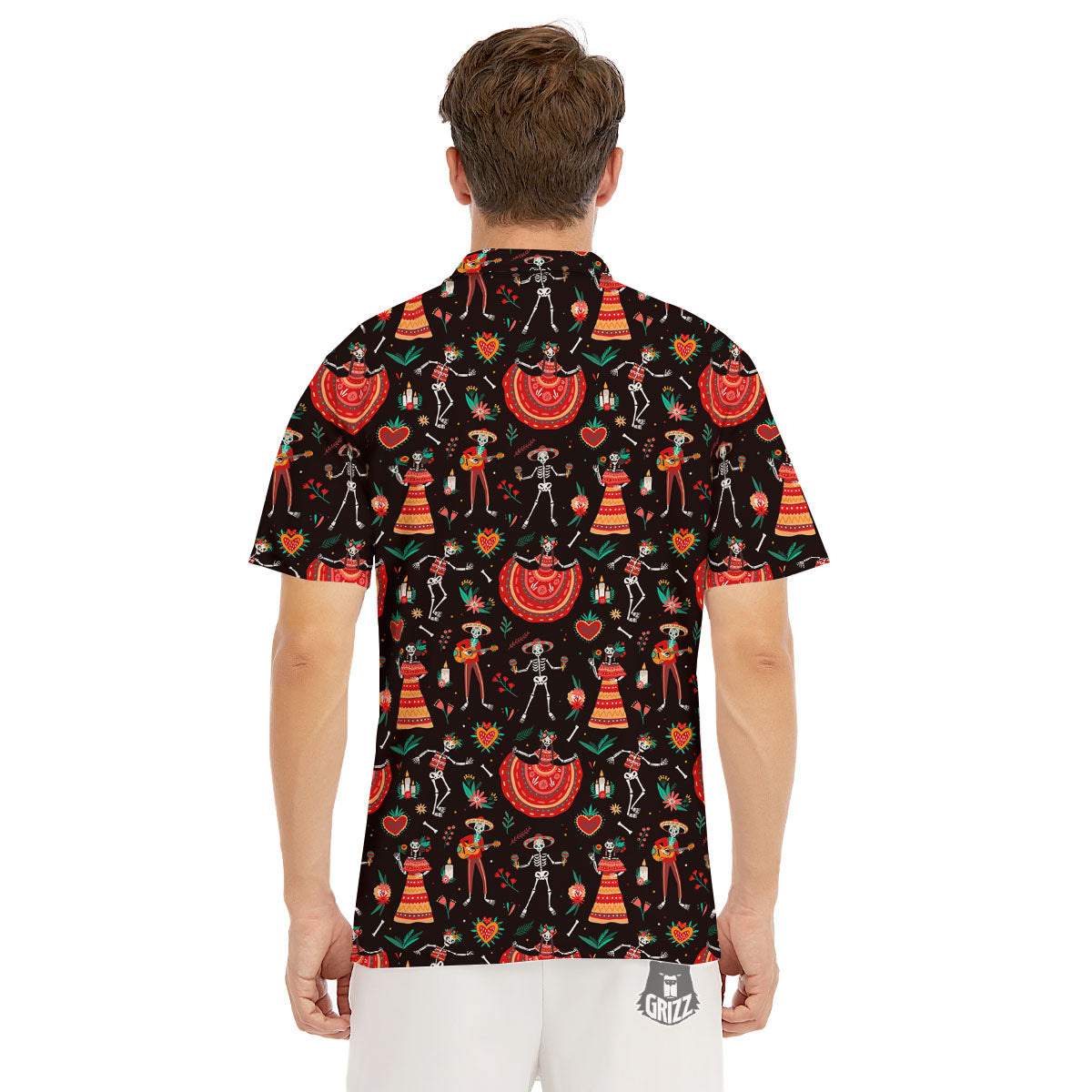 Mariachi Skeletons Day Of The Dead Print Pattern Men's Golf Shirts-grizzshop
