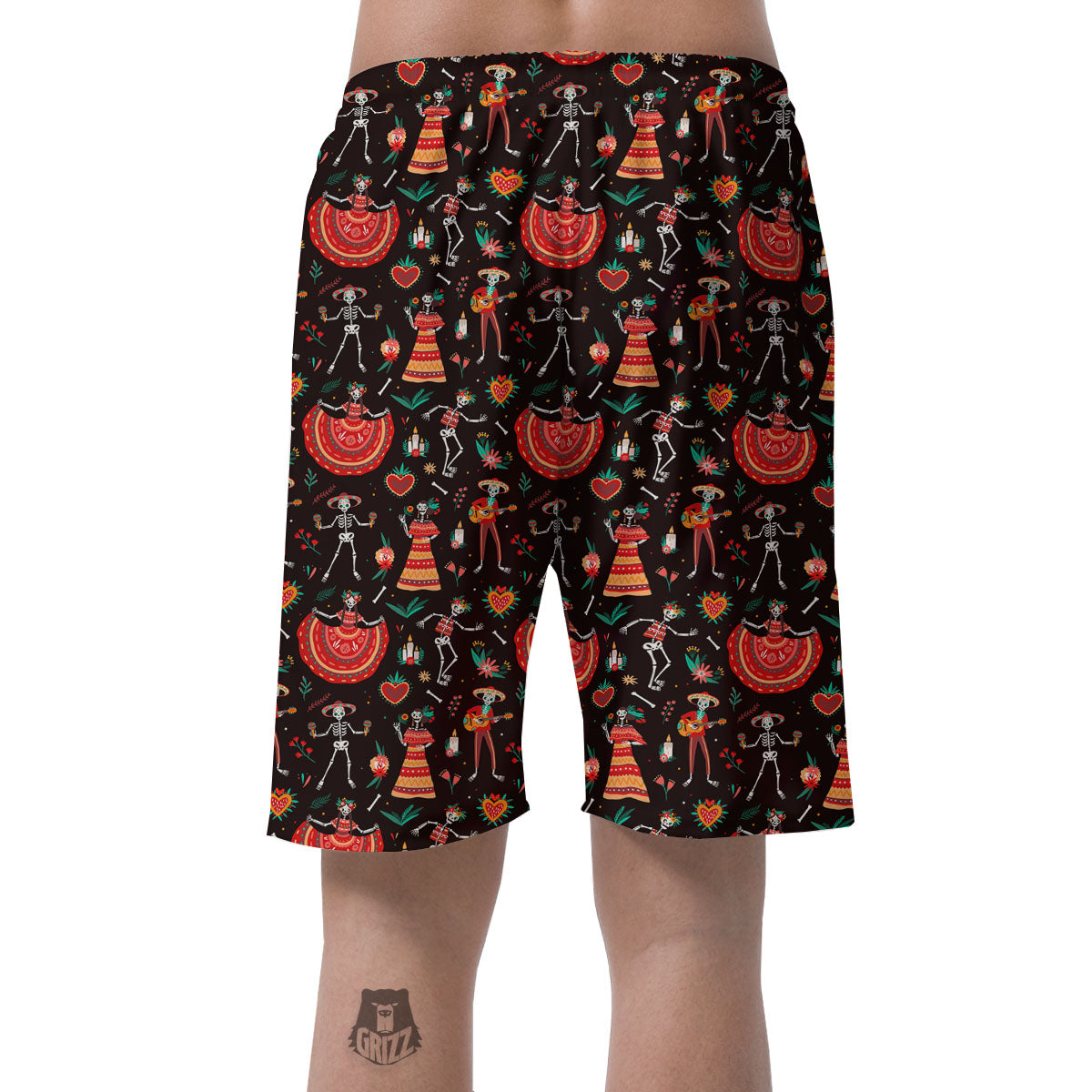 Mariachi Skeletons Day Of The Dead Print Pattern Men's Shorts-grizzshop