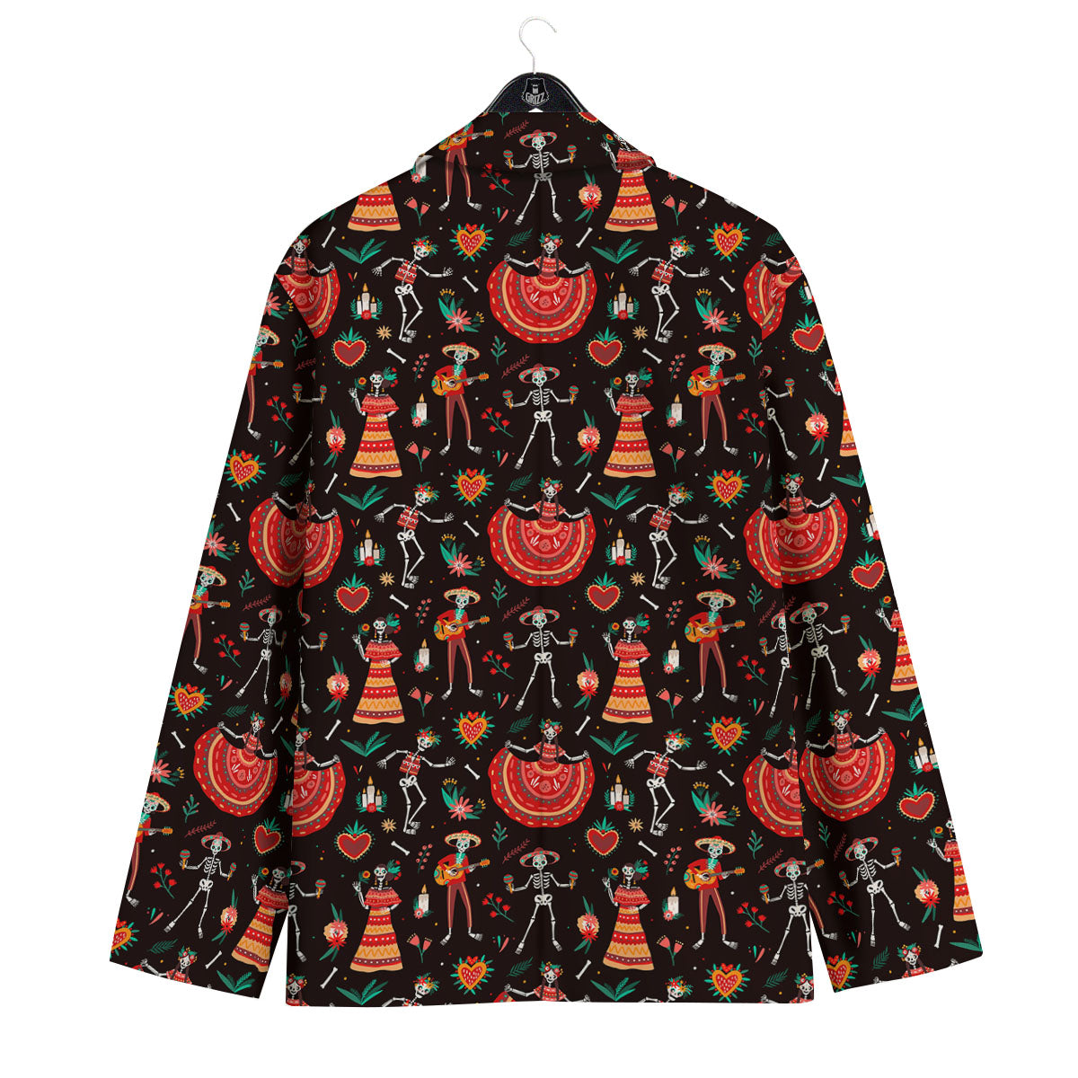 Mariachi Skeletons Day Of The Dead Print Pattern Men's Sport Coat-grizzshop