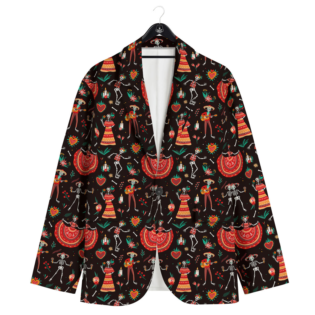 Mariachi Skeletons Day Of The Dead Print Pattern Men's Sport Coat-grizzshop