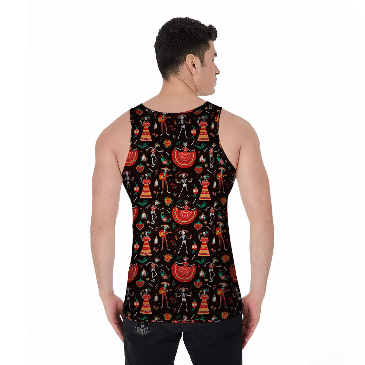 Mariachi Skeletons Day Of The Dead Print Pattern Men's Tank Top-grizzshop