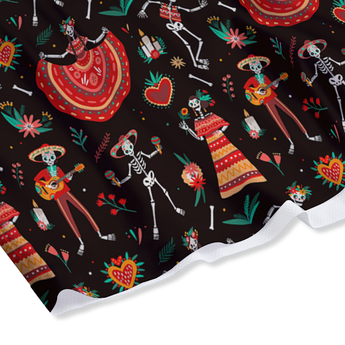 Mariachi Skeletons Day Of The Dead Print Pattern Mesh Shorts