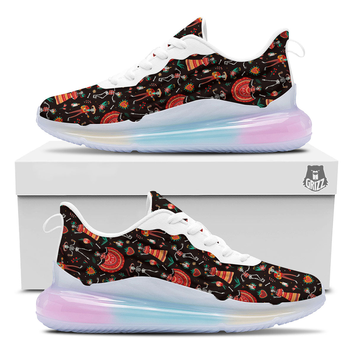 Mariachi Skeletons Day Of The Dead Print Pattern Running Sneakers-grizzshop