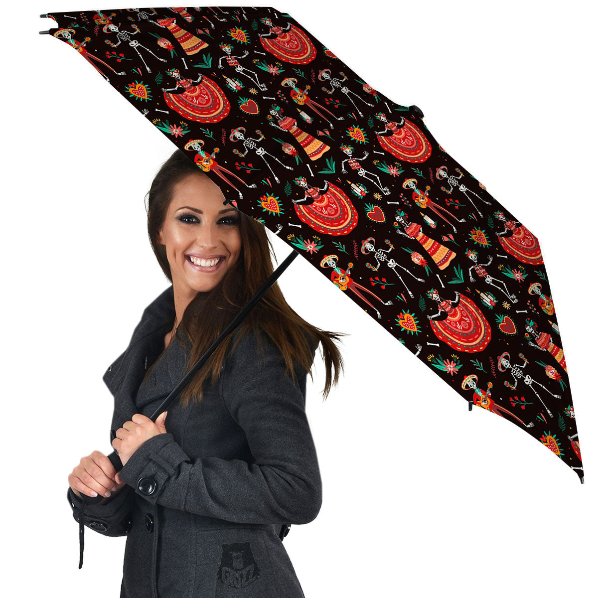 Mariachi Skeletons Day Of The Dead Print Pattern Umbrella-grizzshop