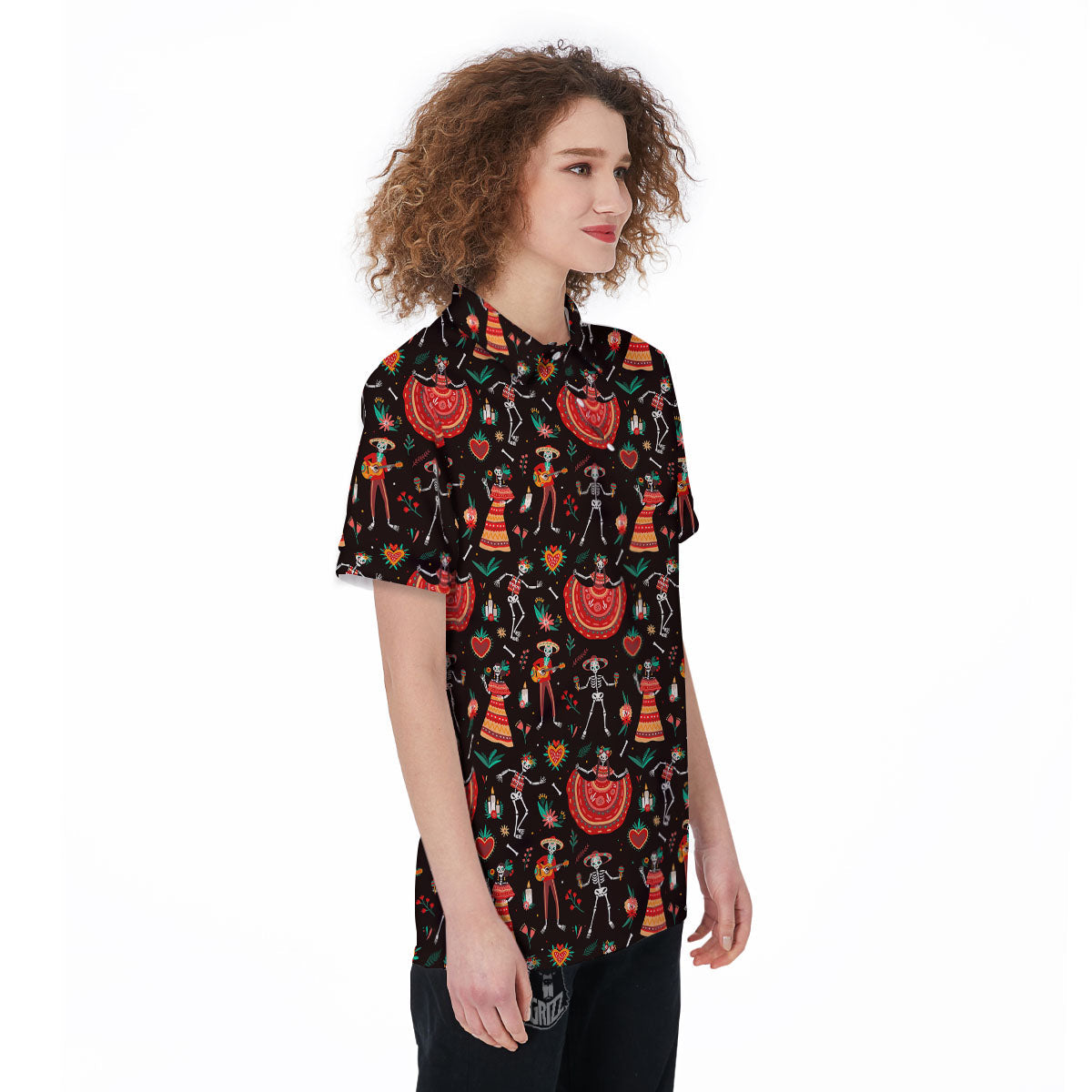 Mariachi Skeletons Day Of The Dead Print Pattern Women's Golf Shirts-grizzshop
