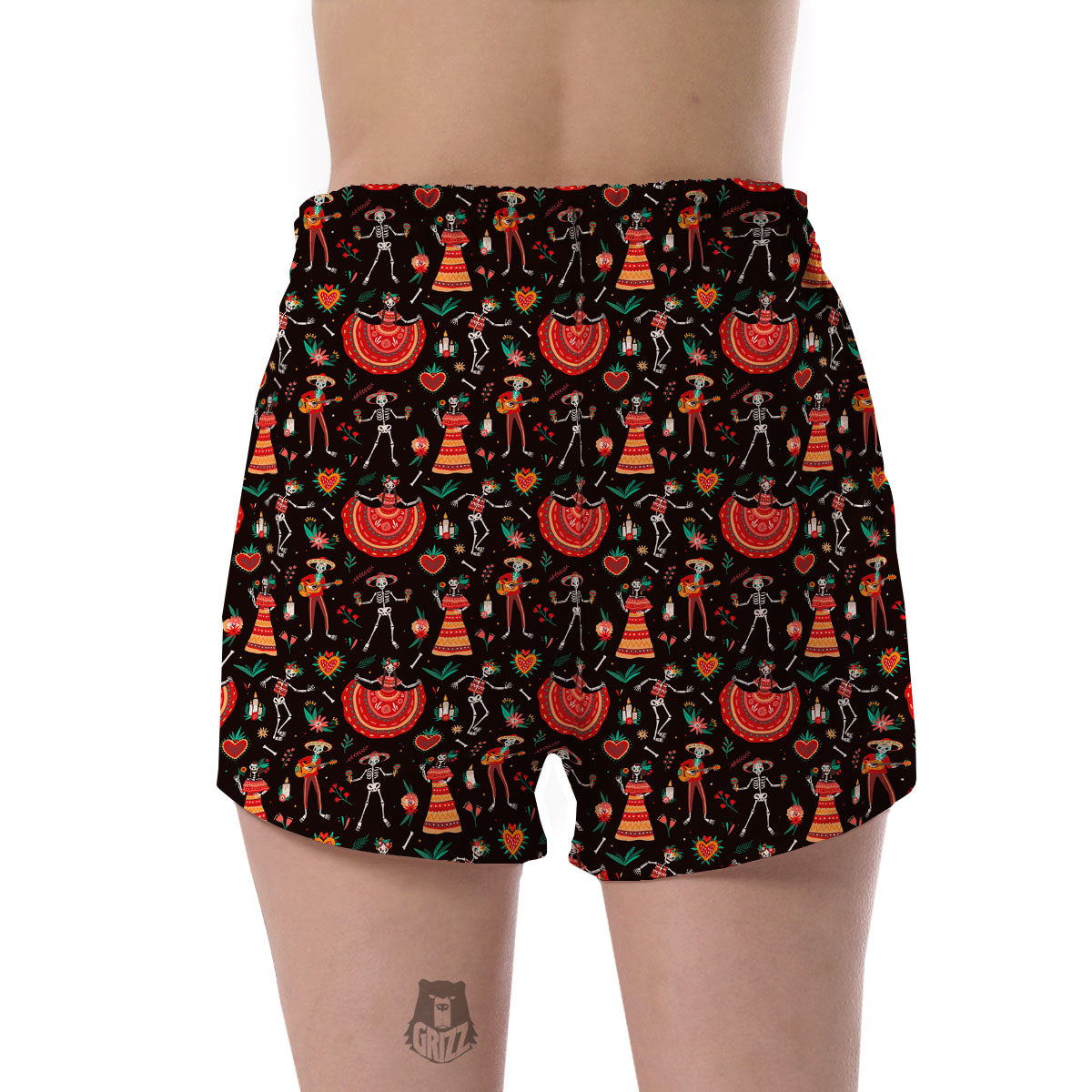 Mariachi Skeletons Day Of The Dead Print Pattern Women's Shorts-grizzshop