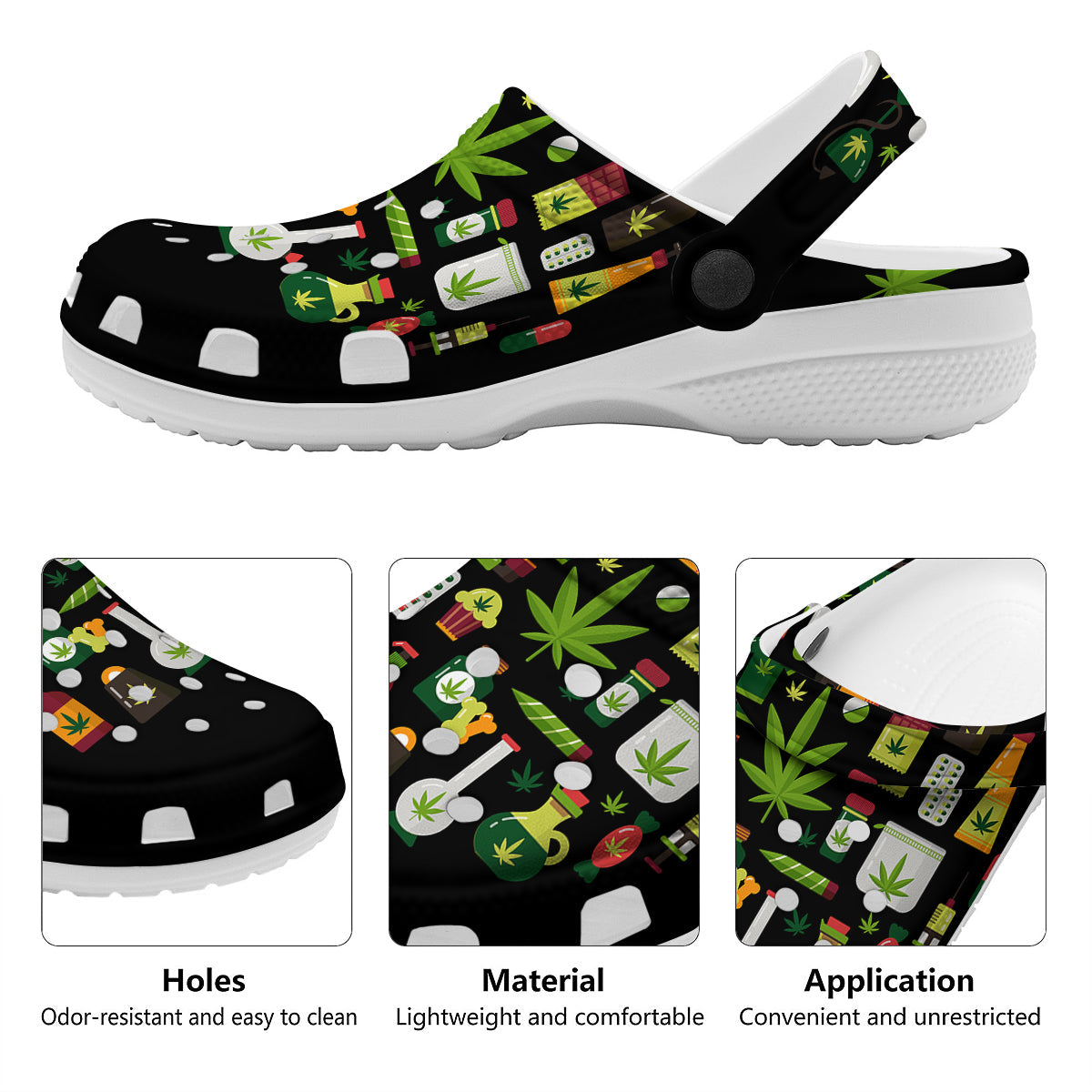 Marijuana And Cannabis Print Clog-grizzshop