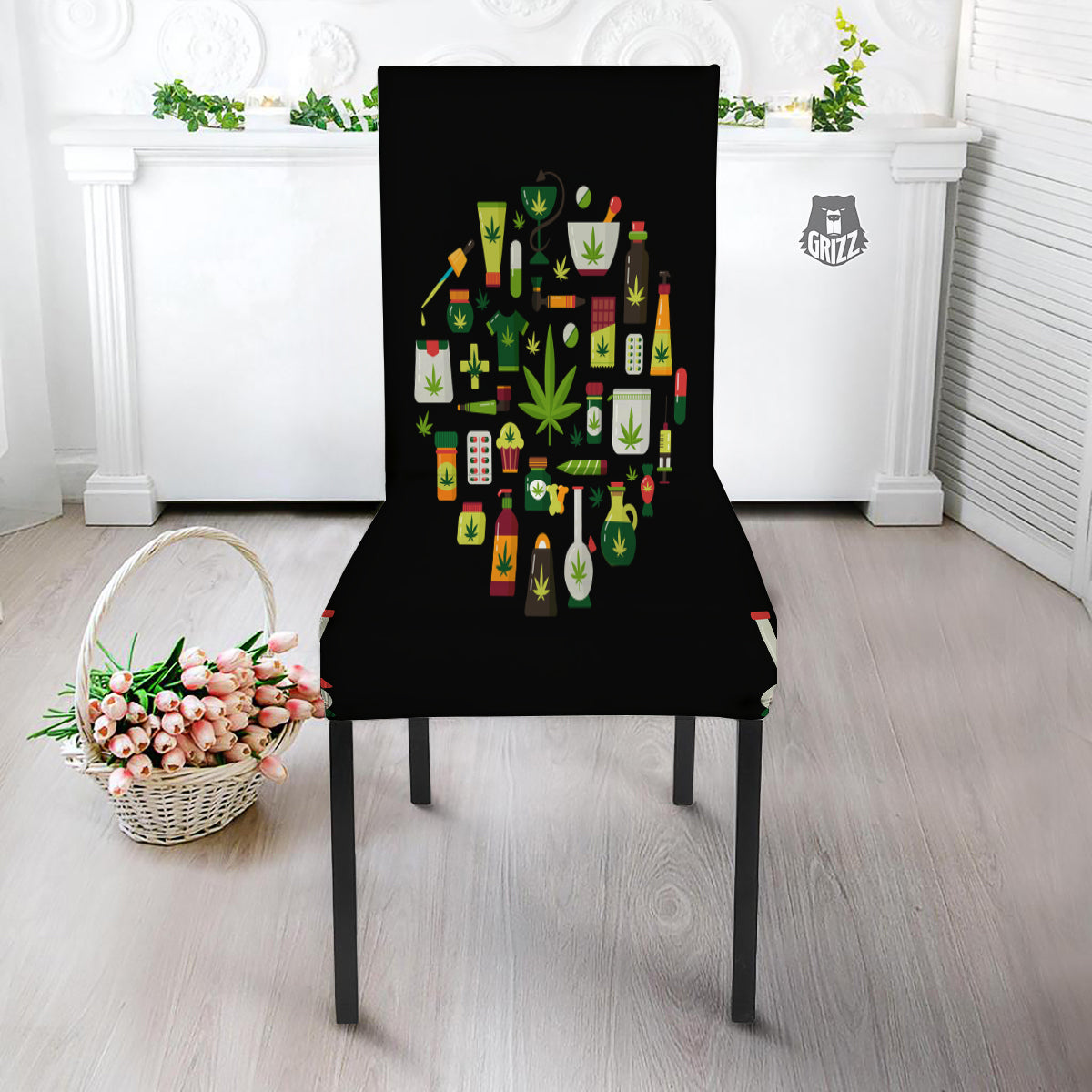 Marijuana And Cannabis Print Dining Chair Slipcover-grizzshop