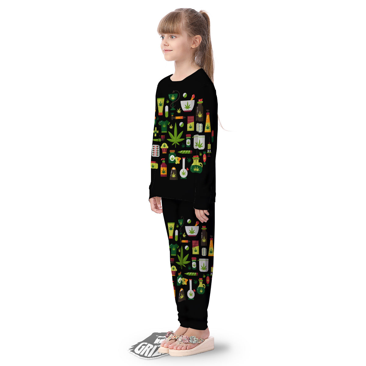 Marijuana And Cannabis Print Kid's Pajamas-grizzshop