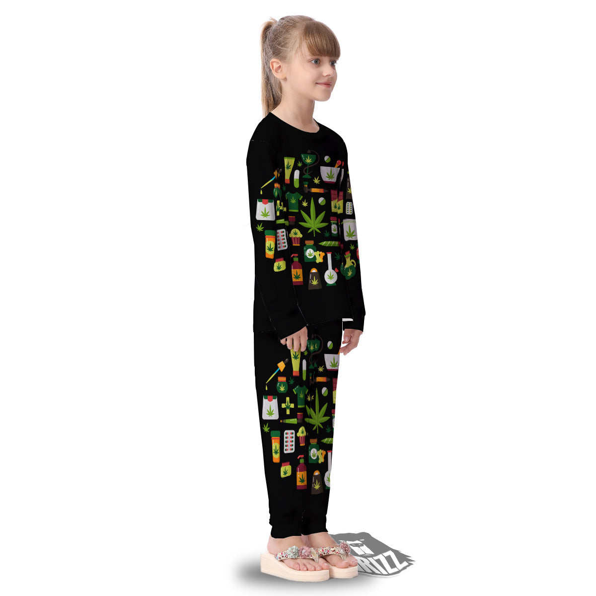Marijuana And Cannabis Print Kid's Pajamas-grizzshop