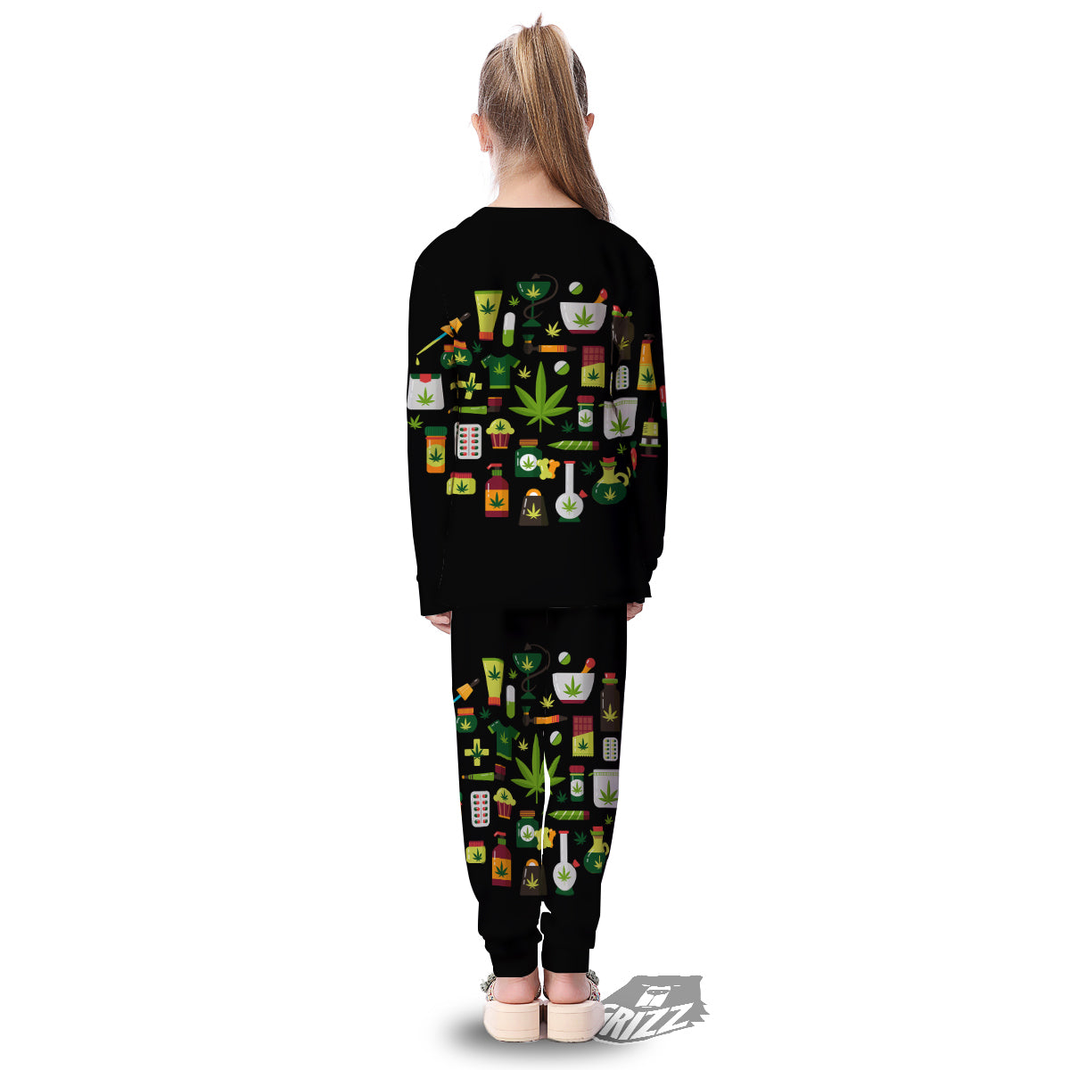 Marijuana And Cannabis Print Kid's Pajamas-grizzshop