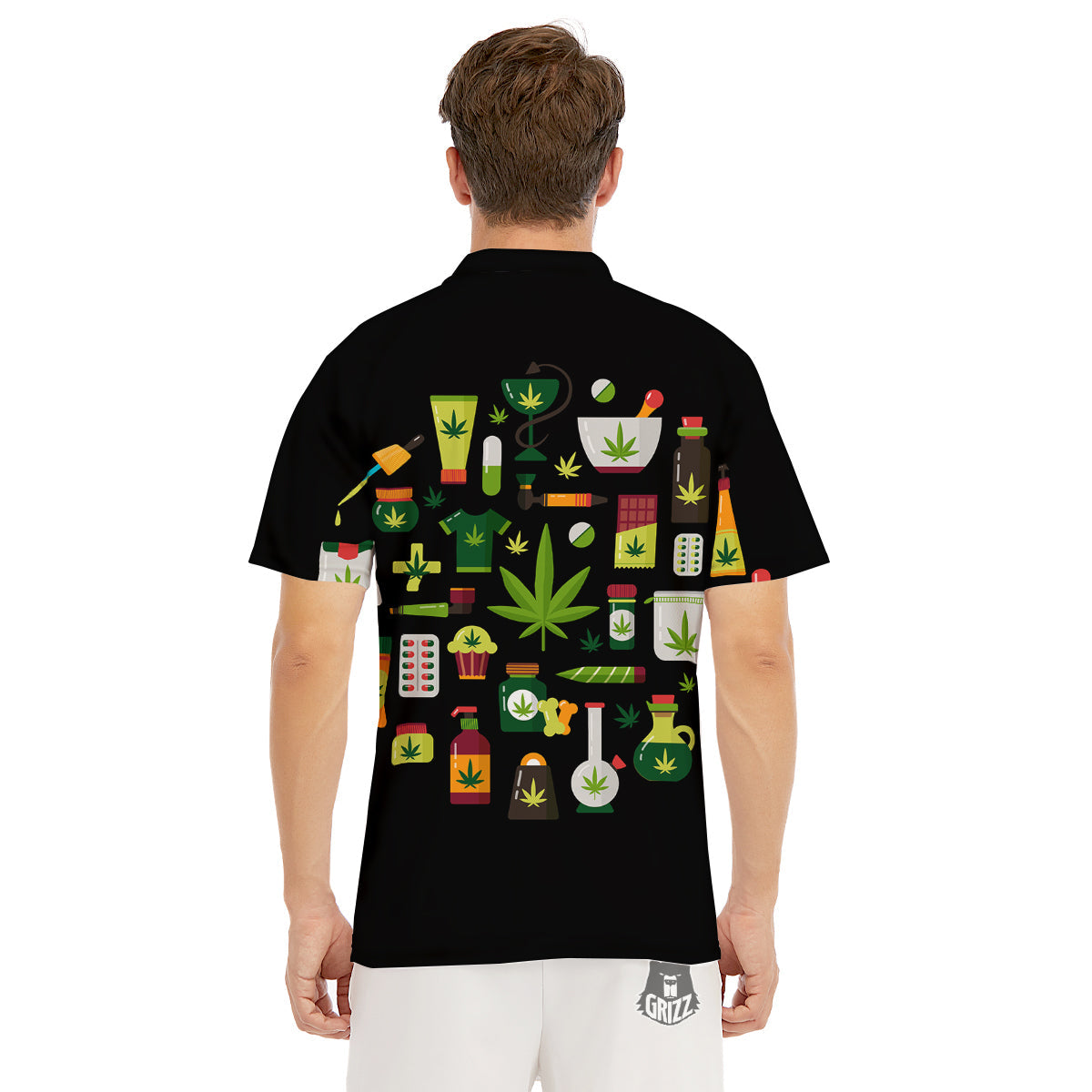 Marijuana And Cannabis Print Men's Golf Shirts-grizzshop