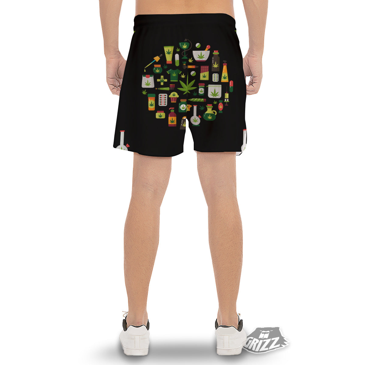 Marijuana And Cannabis Print Men's Gym Shorts-grizzshop