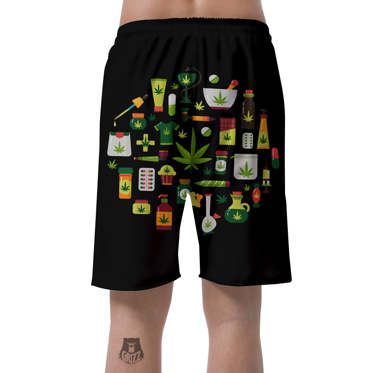 Marijuana And Cannabis Print Men's Shorts-grizzshop