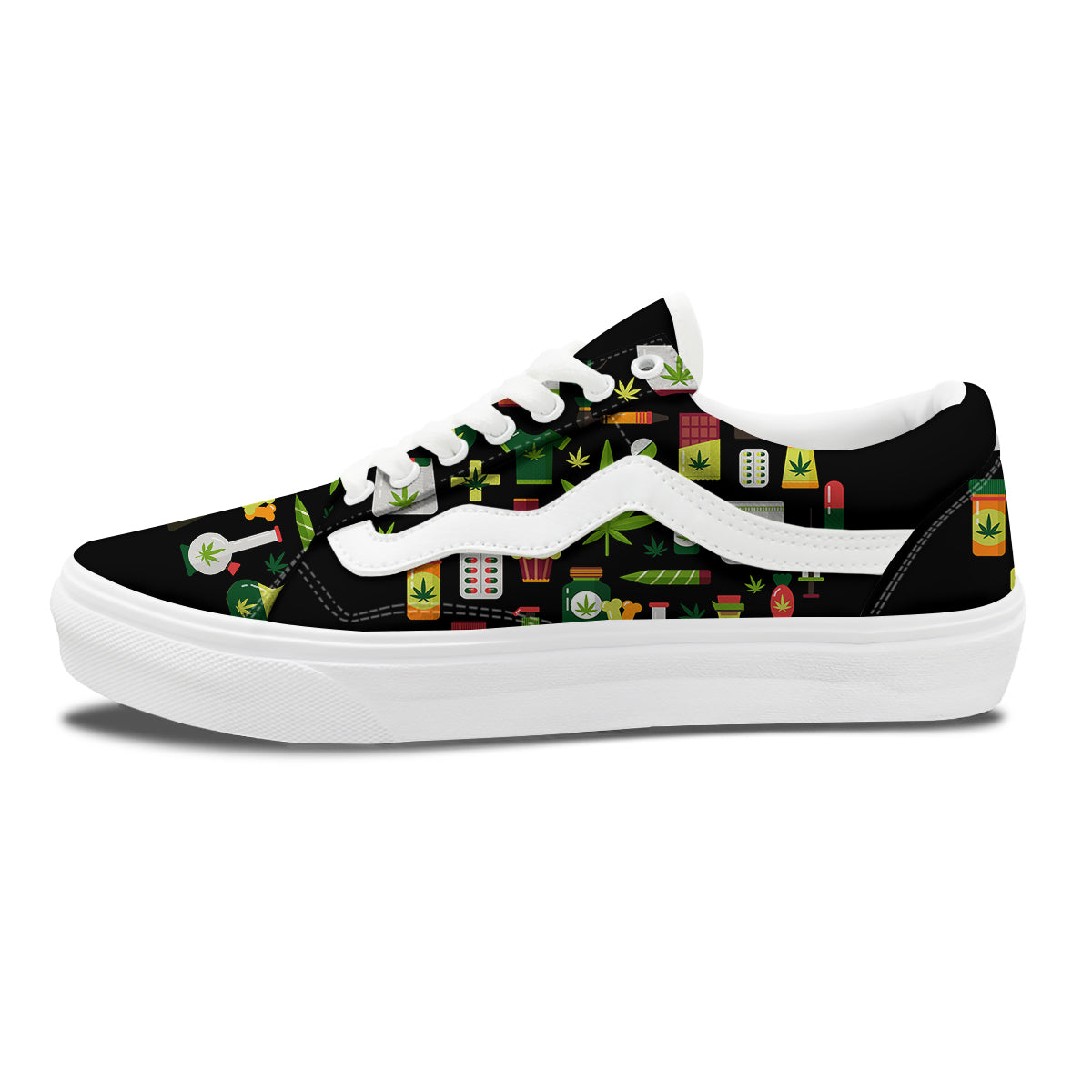 Marijuana And Cannabis Print Skate Shoes-grizzshop