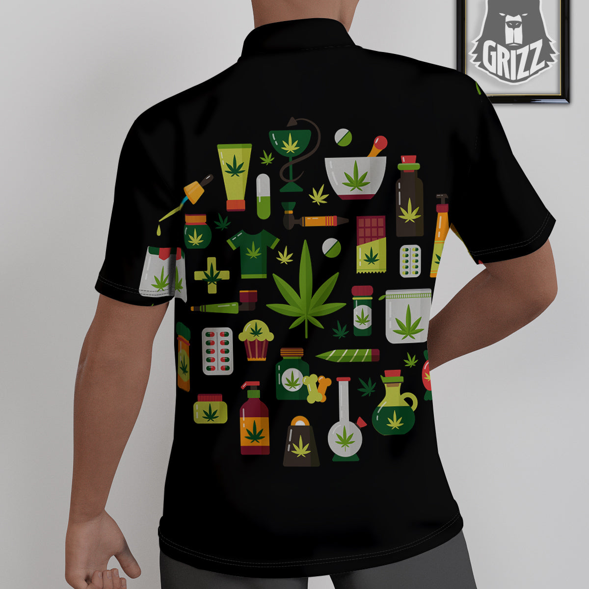 Marijuana And Cannabis Print Untucked Shirts-grizzshop