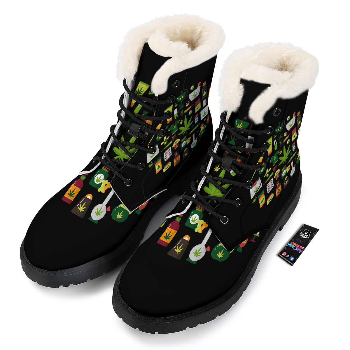 Marijuana And Cannabis Print Winter Boots-grizzshop
