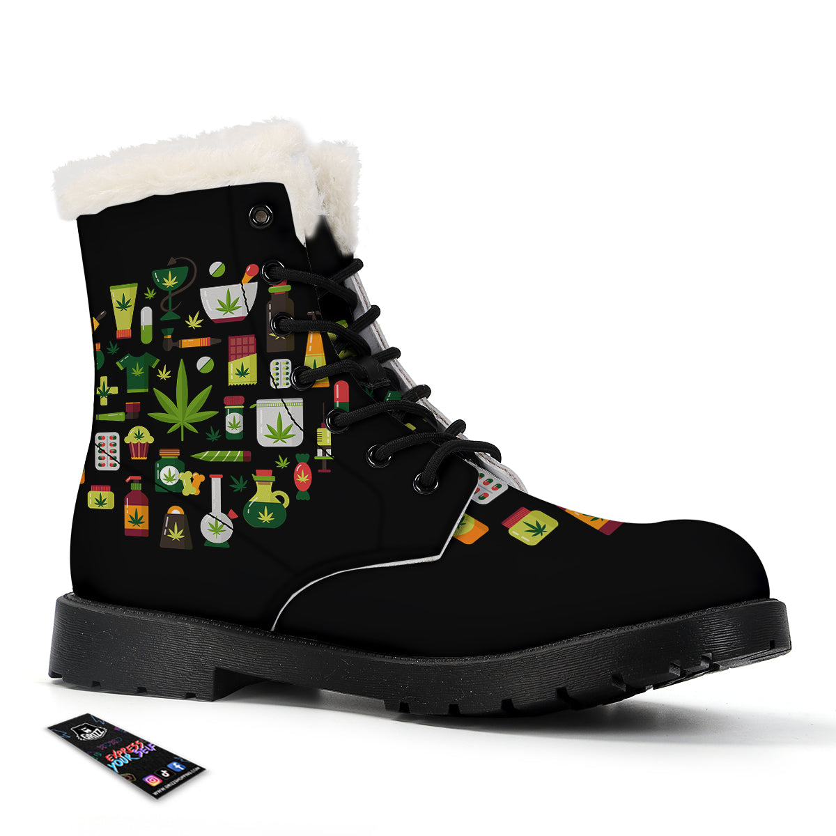 Marijuana And Cannabis Print Winter Boots-grizzshop