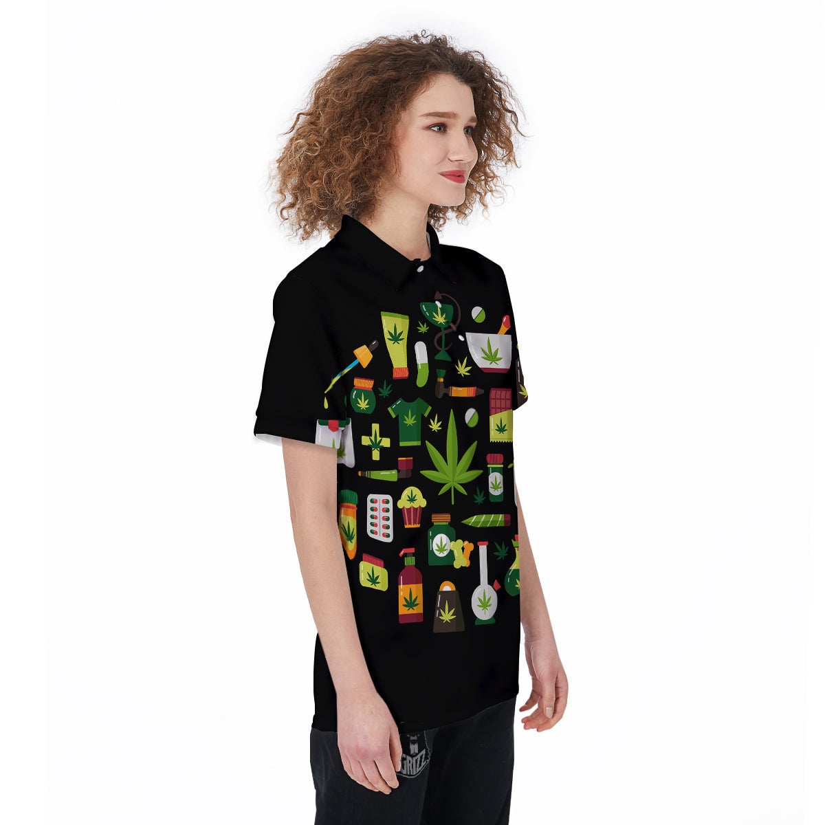 Marijuana And Cannabis Print Women's Golf Shirts-grizzshop