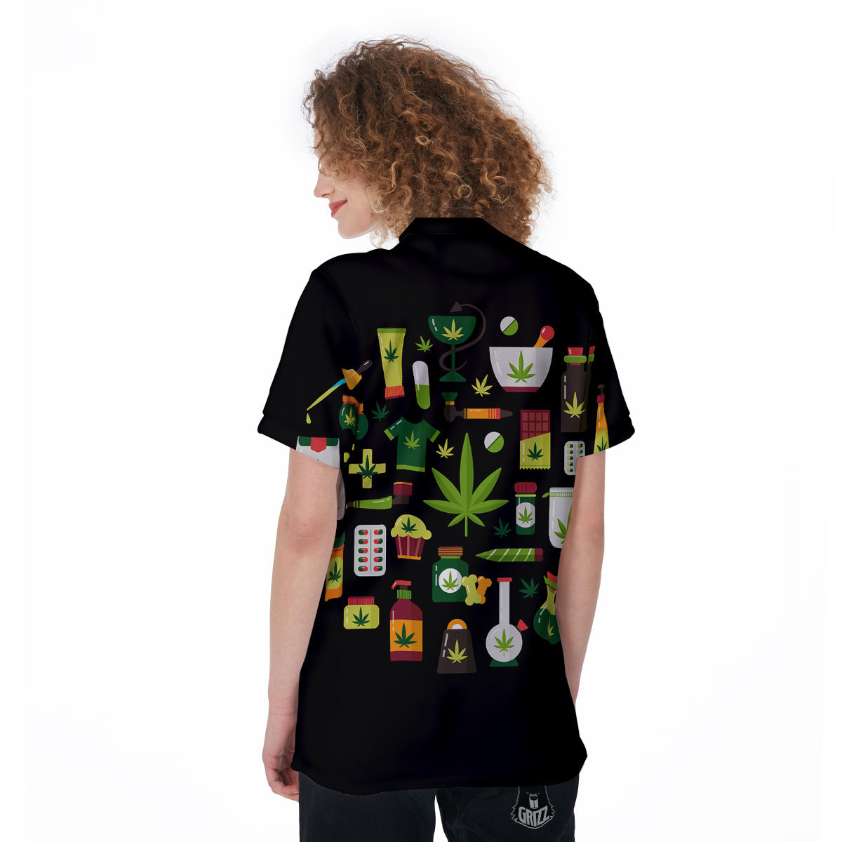 Marijuana And Cannabis Print Women's Golf Shirts-grizzshop