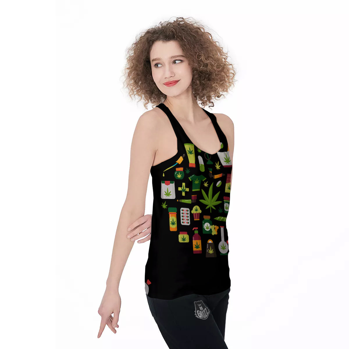 Marijuana And Cannabis Print Women's Racerback Tank Top-grizzshop