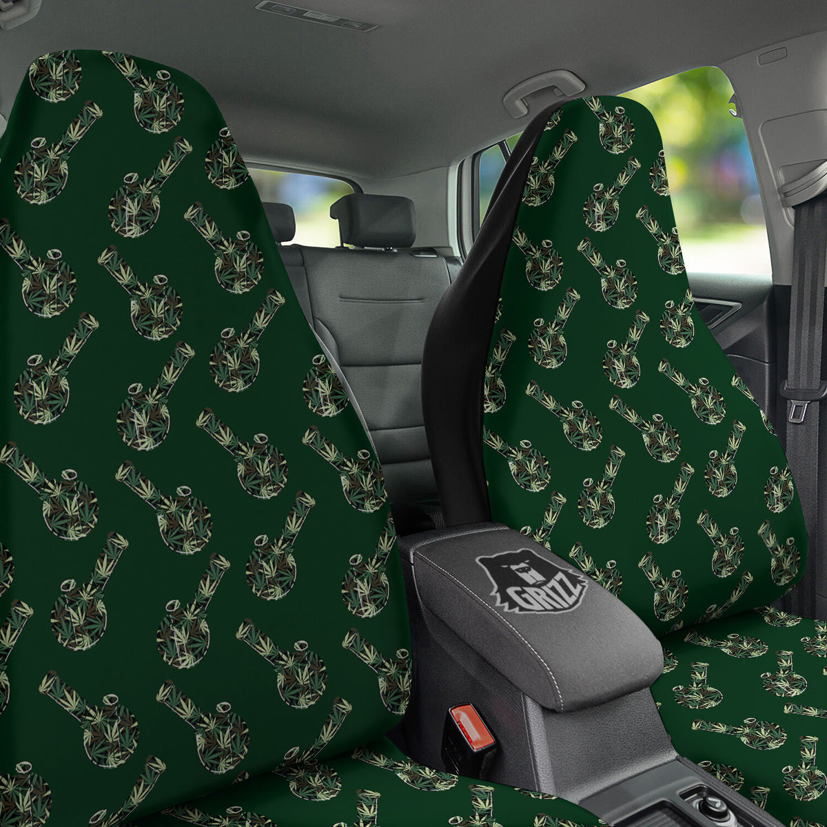 Marijuana Cannabis And Green Camo Print Pattern Car Seat Covers-grizzshop