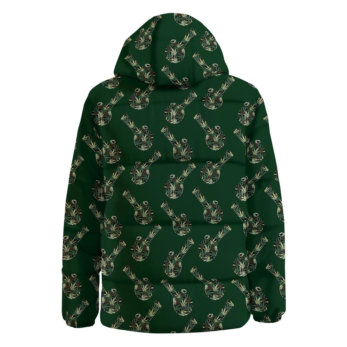 Marijuana Cannabis And Green Camo Print Pattern Down Jacket-grizzshop