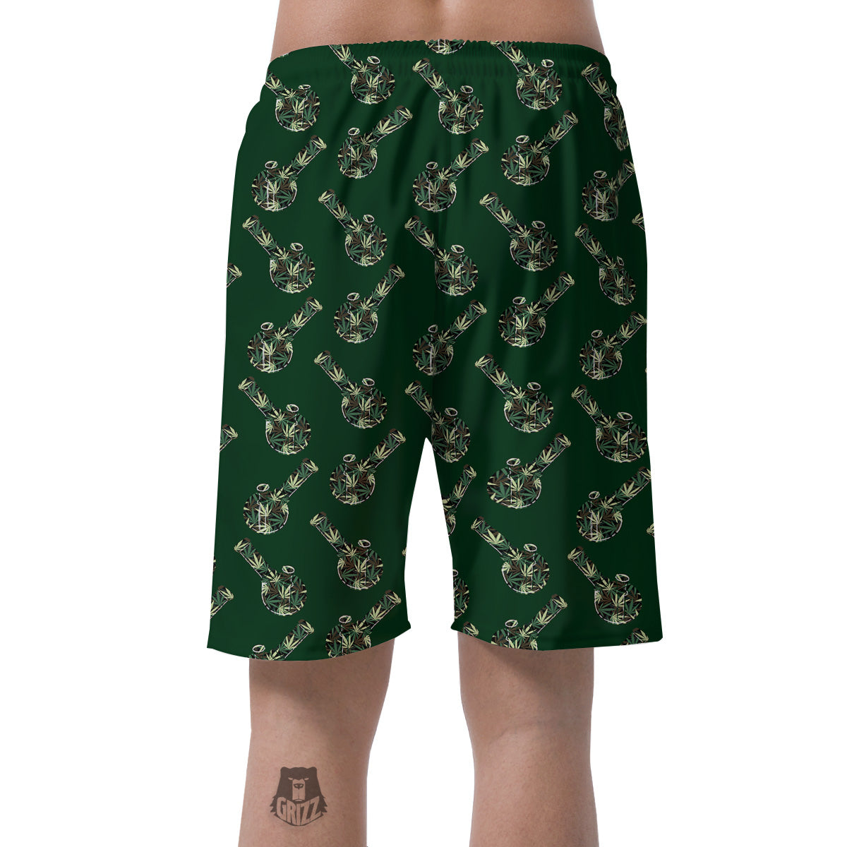 Marijuana Cannabis And Green Camo Print Pattern Men's Shorts-grizzshop