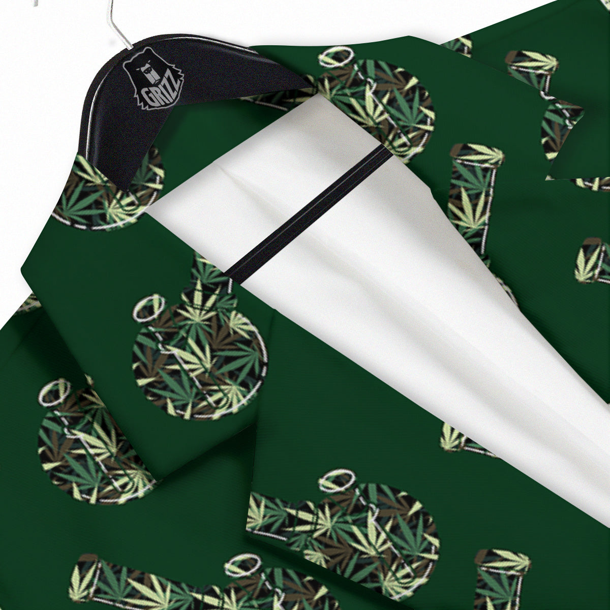 Marijuana Cannabis And Green Camo Print Pattern Men's Sport Coat-grizzshop