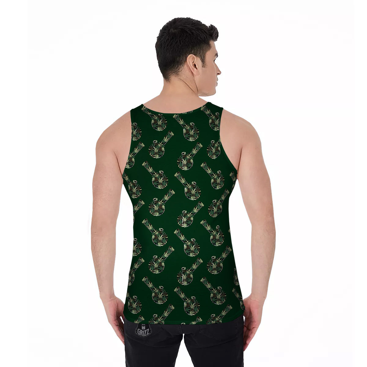 Marijuana Cannabis And Green Camo Print Pattern Men's Tank Top-grizzshop