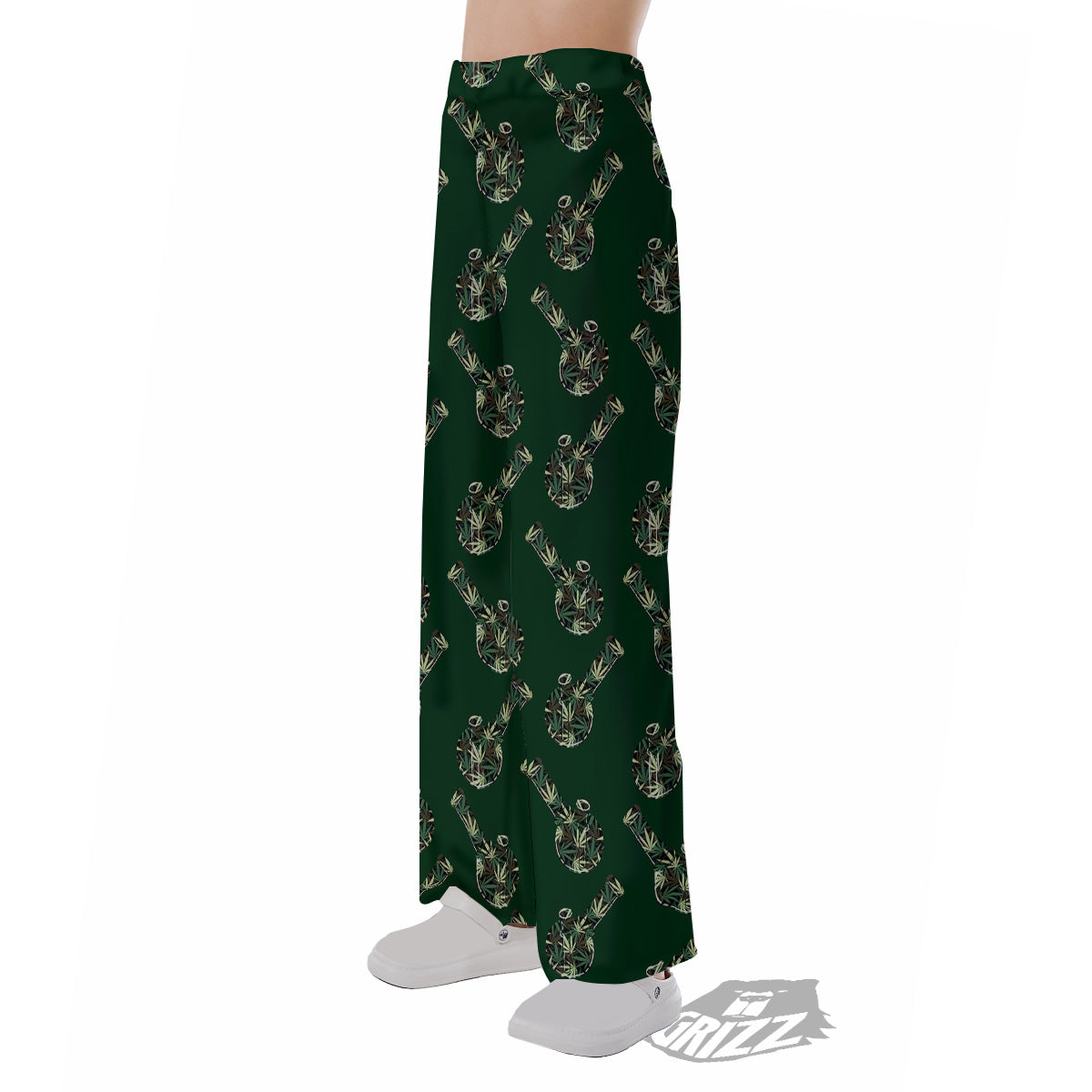 Marijuana Cannabis And Green Camo Print Pattern Pajama Pants-grizzshop