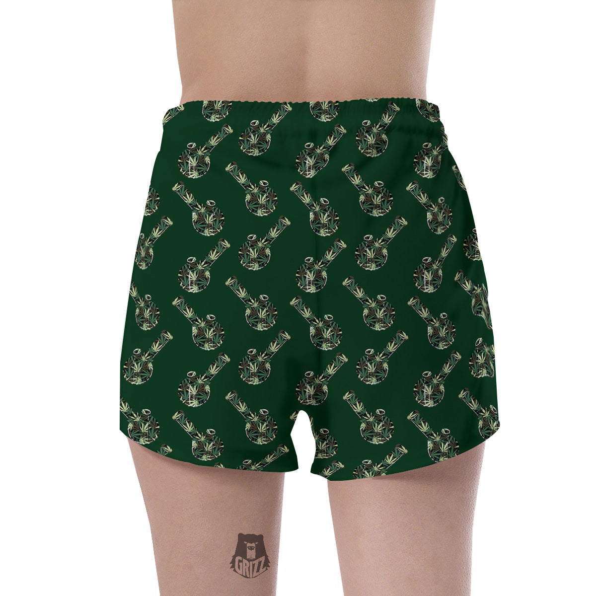 Marijuana Cannabis And Green Camo Print Pattern Women's Shorts-grizzshop