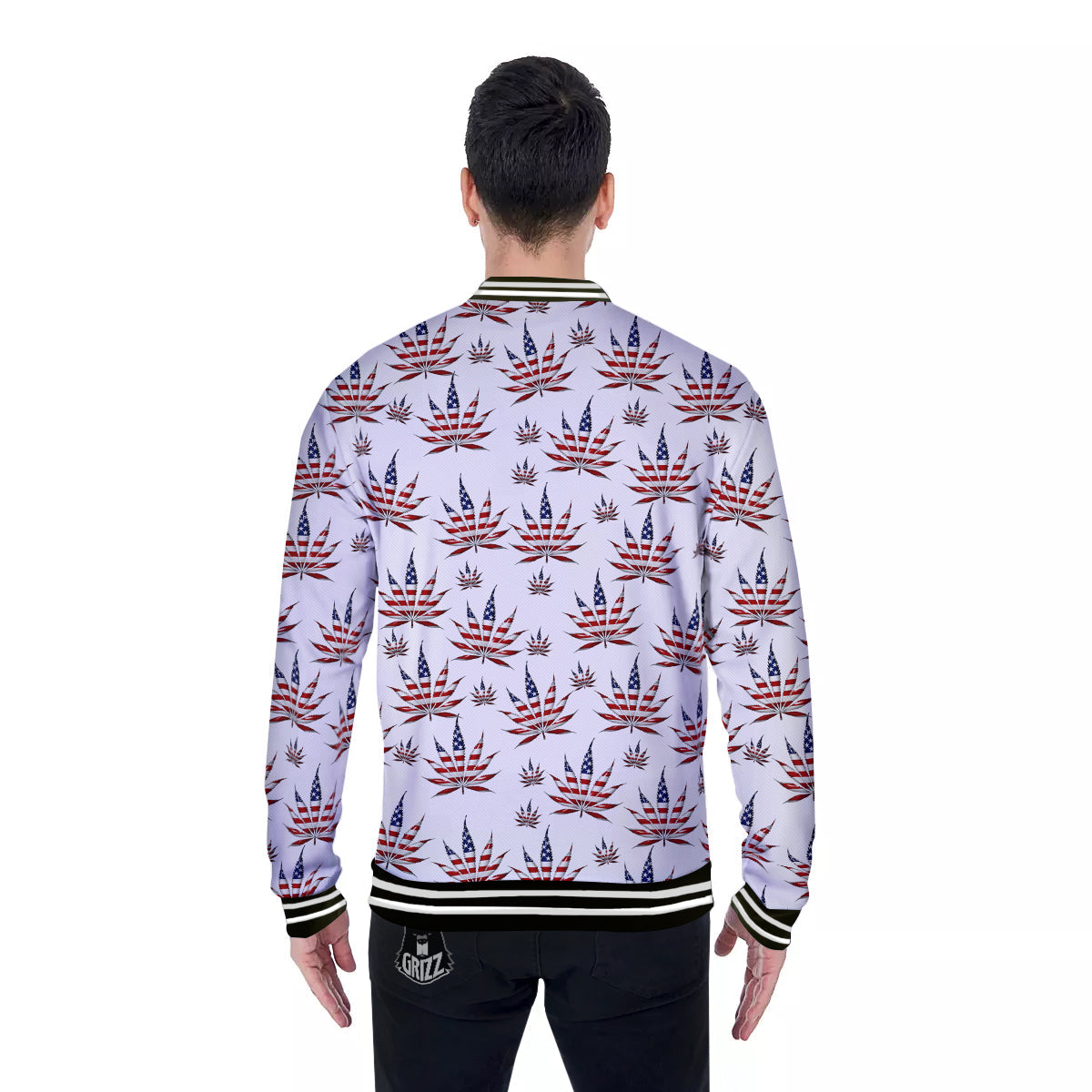 Marijuana Leaf American Print Pattern Baseball Jacket-grizzshop