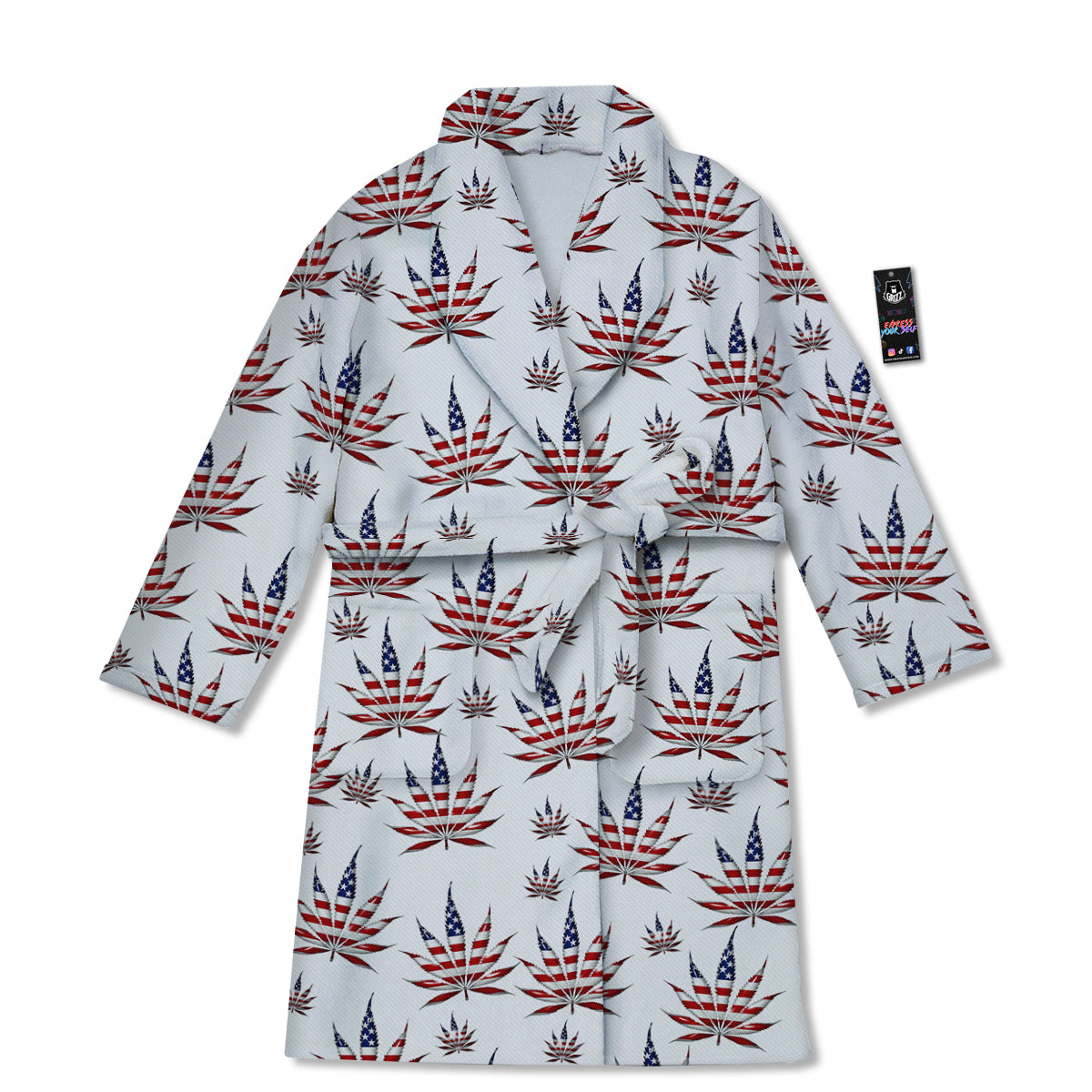 Marijuana Leaf American Print Pattern Bathrobe-grizzshop