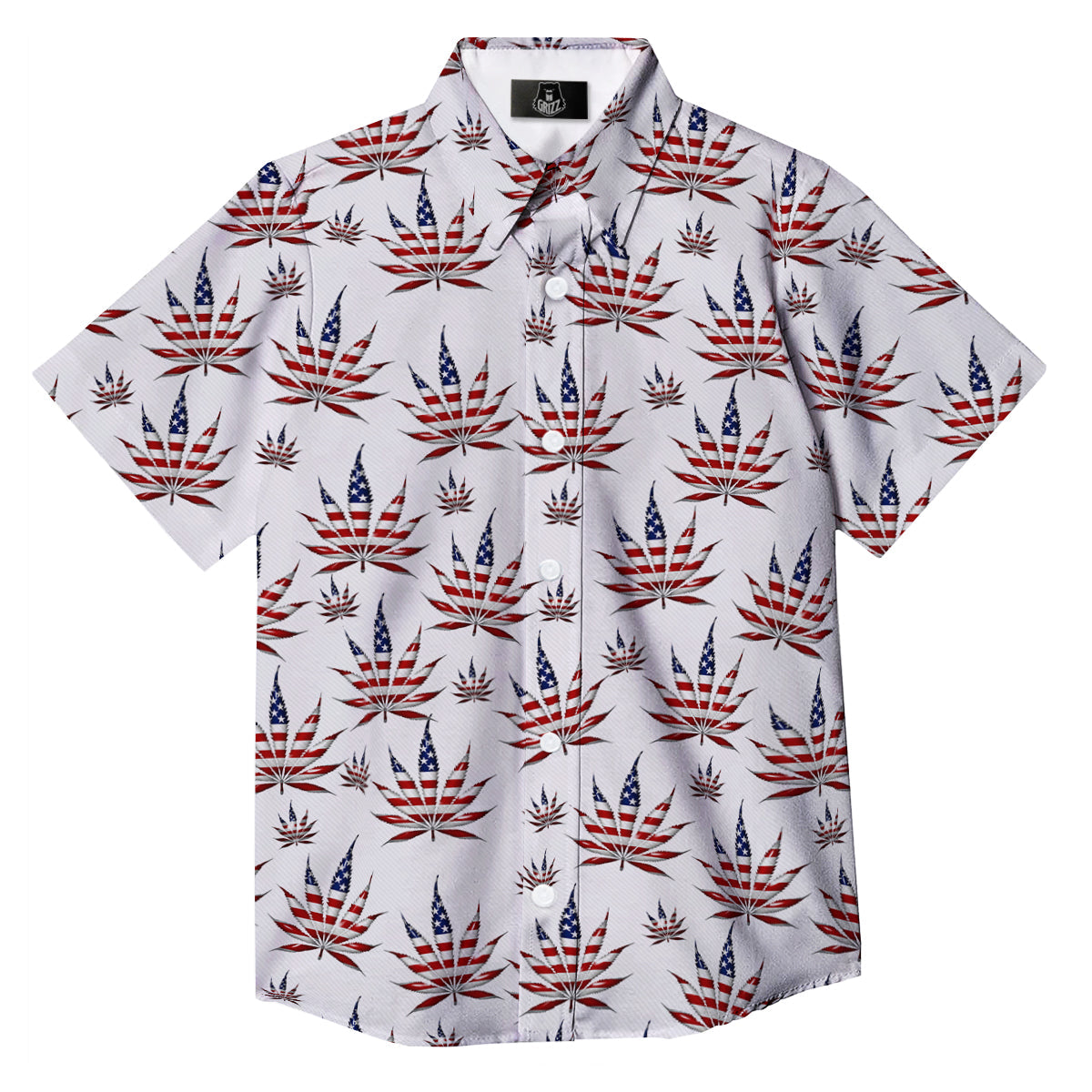 Marijuana Leaf American Print Pattern Button Up Shirt-grizzshop