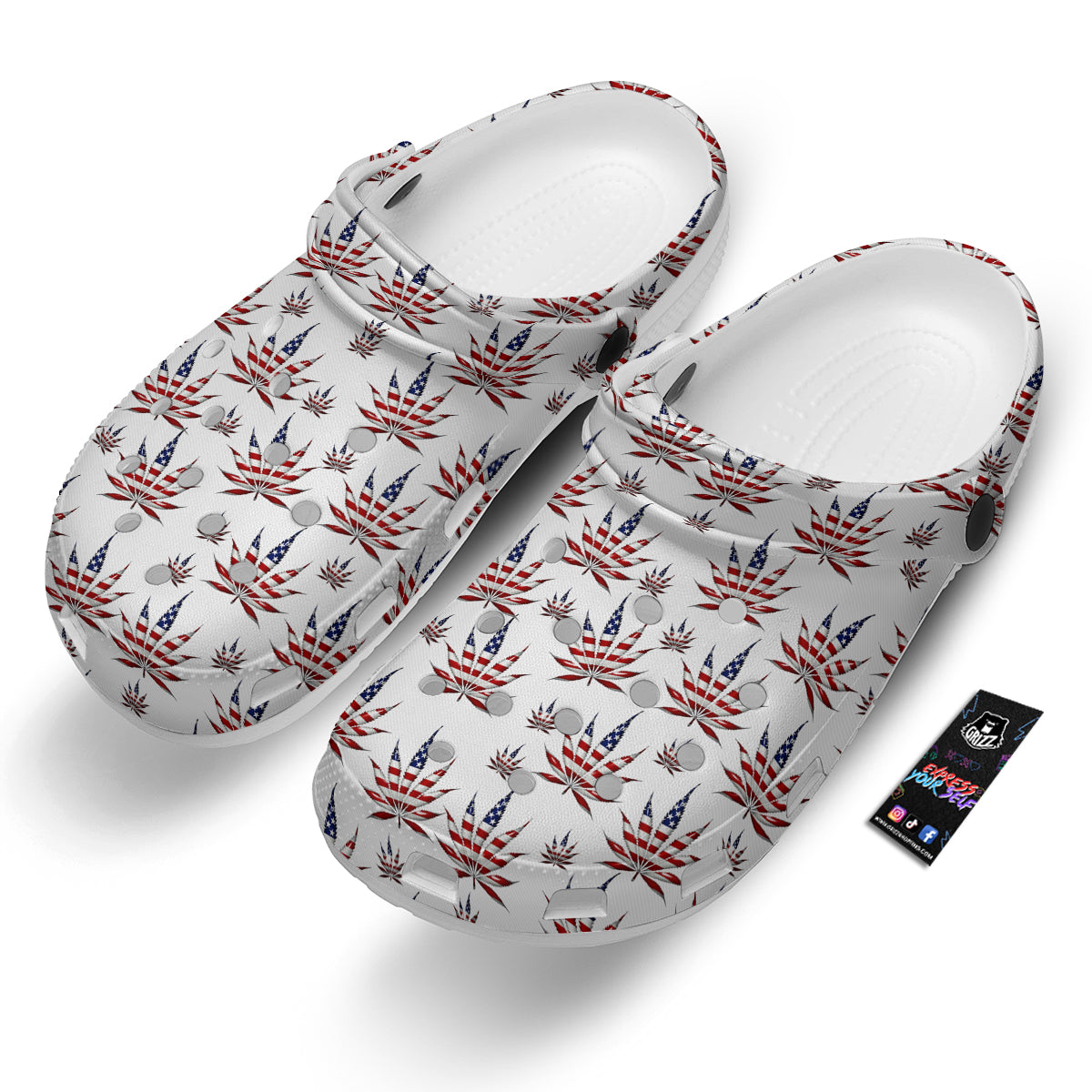 Marijuana Leaf American Print Pattern Clog-grizzshop