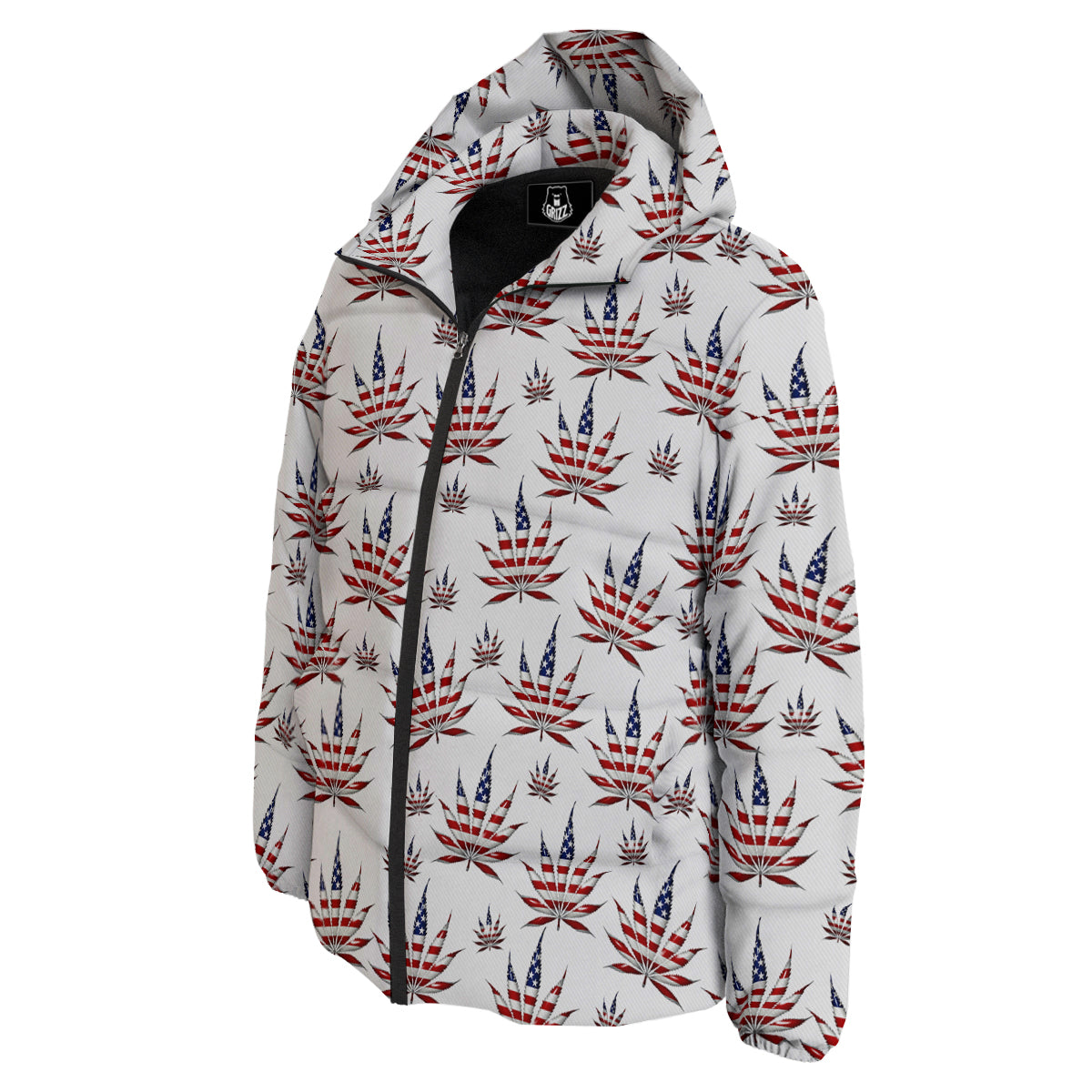 Marijuana Leaf American Print Pattern Down Jacket-grizzshop