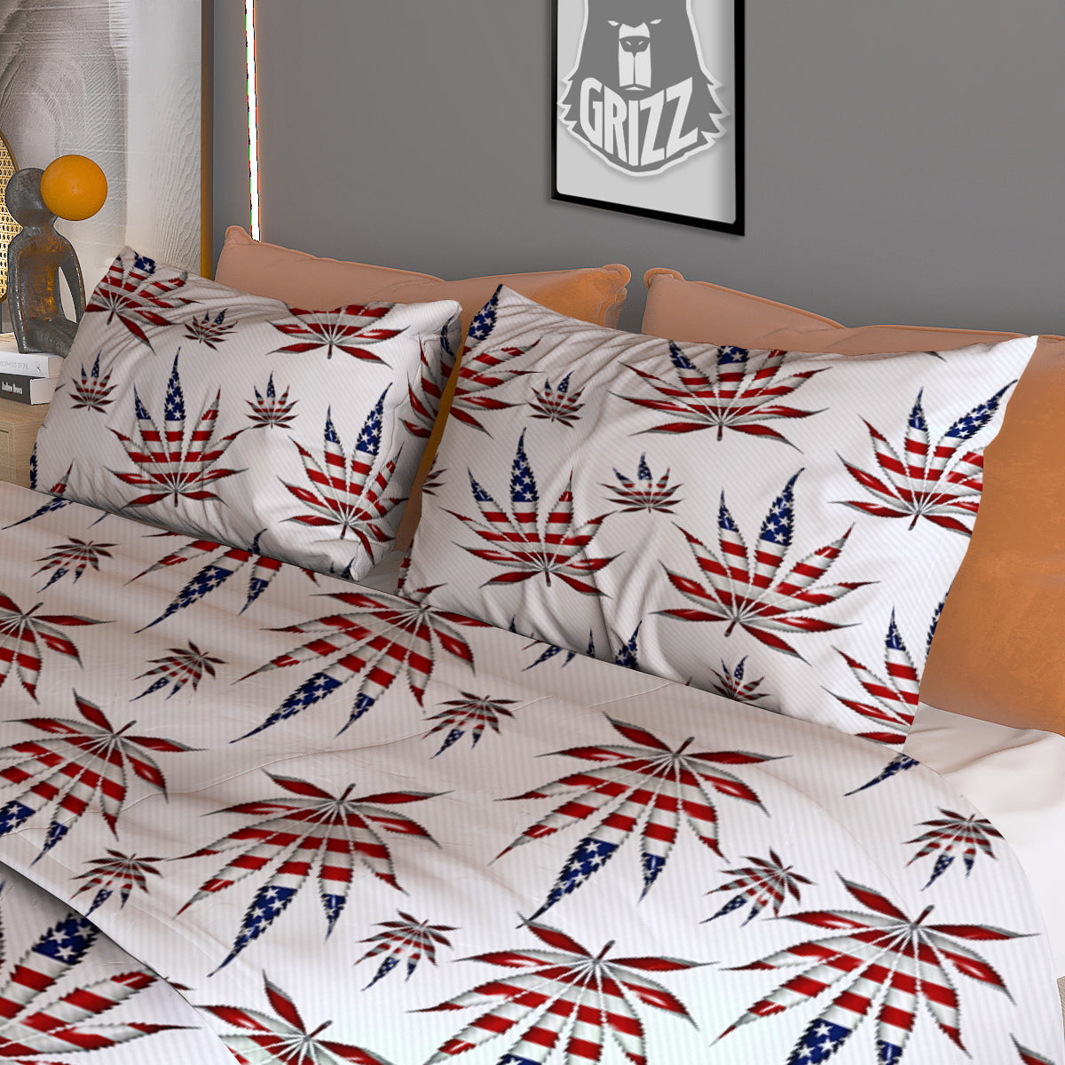 Marijuana Leaf American Print Pattern Duvet Cover Bedding Set