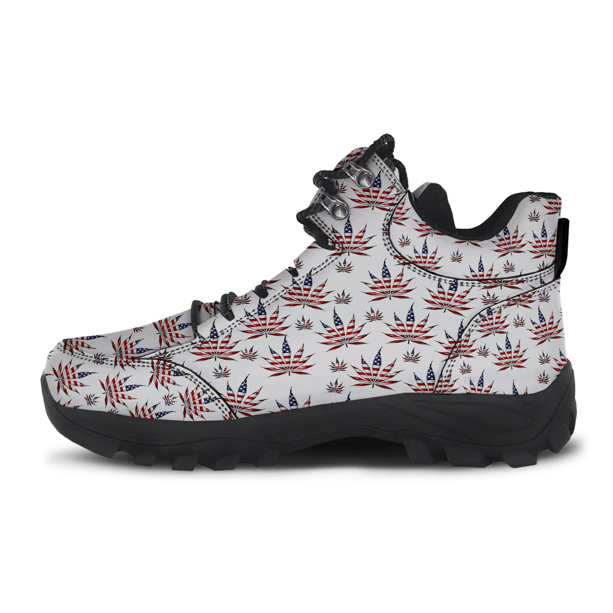Marijuana Leaf American Print Pattern Hiking Shoes-grizzshop