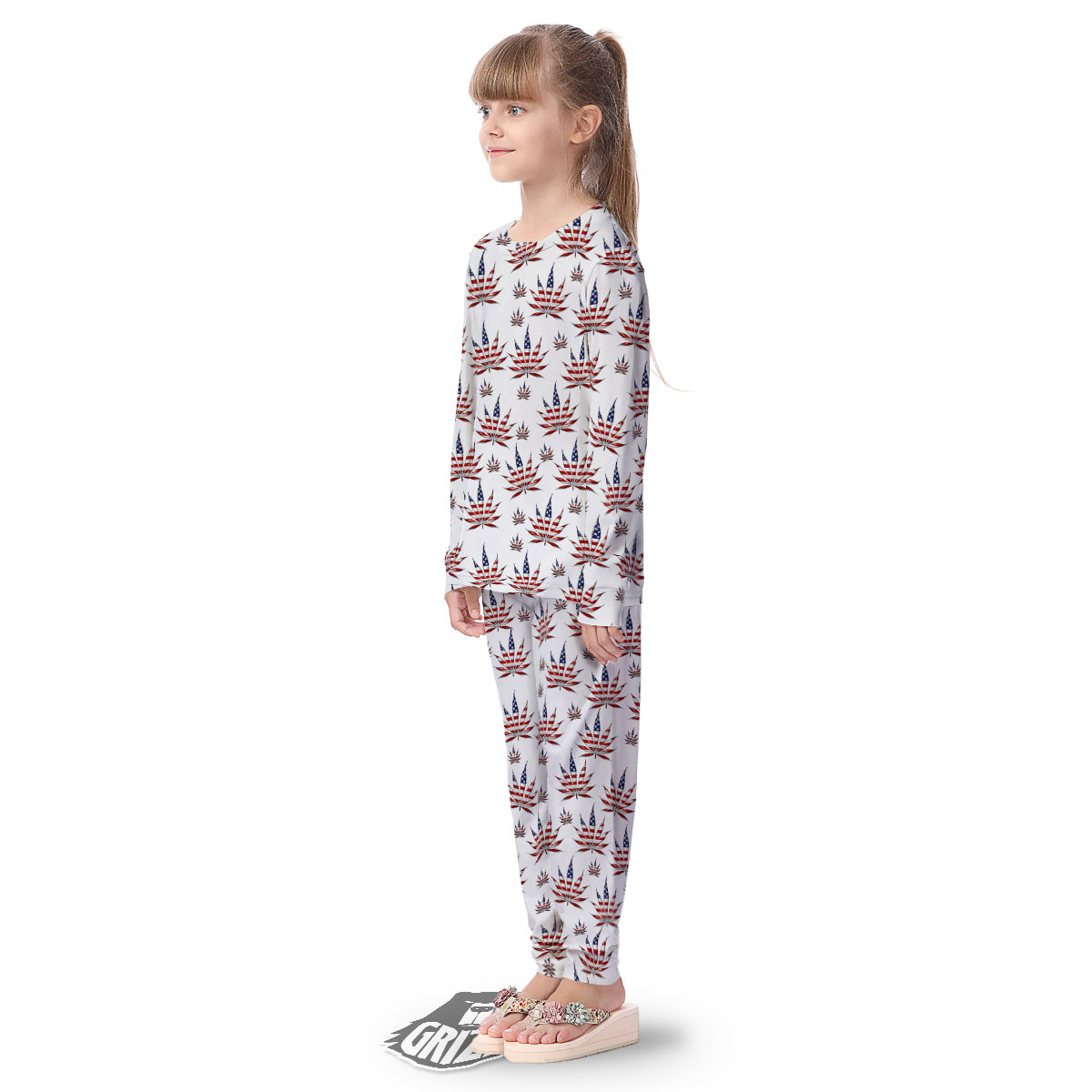 Marijuana Leaf American Print Pattern Kid's Pajamas-grizzshop