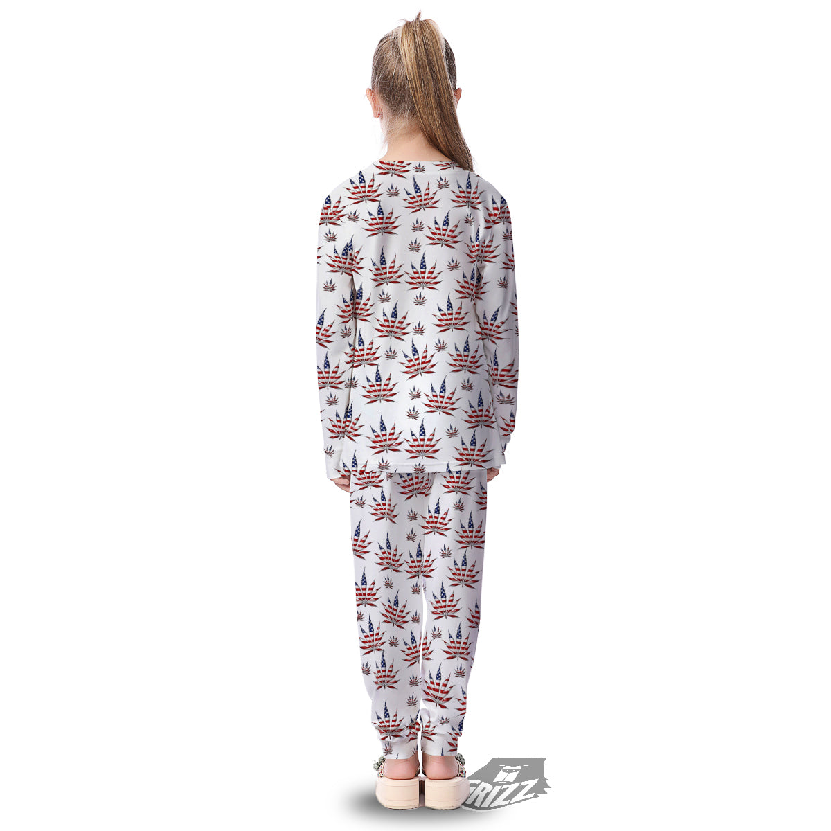 Marijuana Leaf American Print Pattern Kid's Pajamas-grizzshop